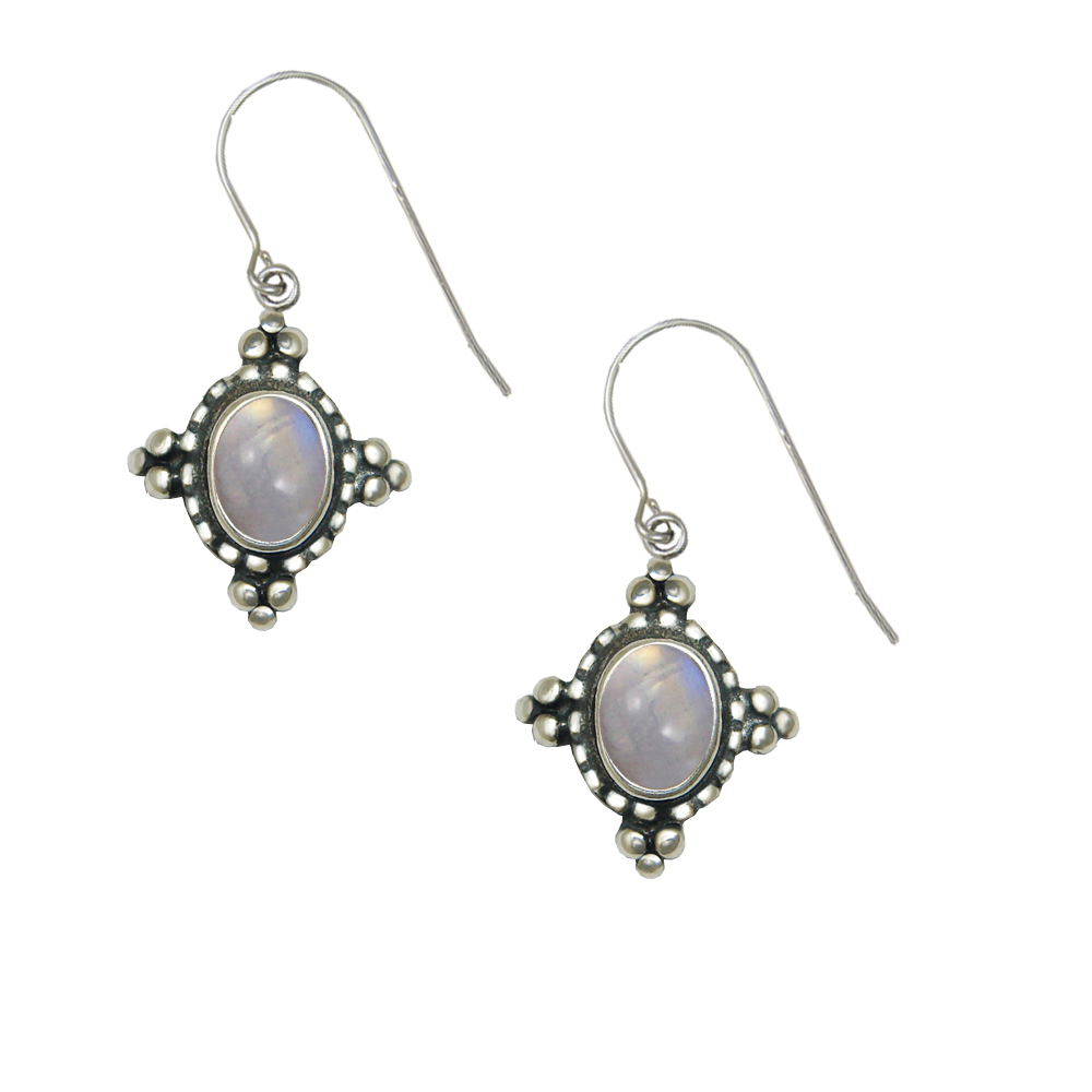 Sterling Silver Little Rainbow Moonstone Gemstone Drop Dangle Earrings